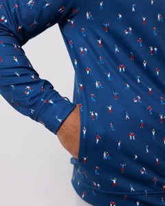 Sweat à capuche de golf d'hiver personnalisé pour homme, à séchage rapide, fin, pull-over, col montant, fermeture éclair quart, impression par sublimation, polyester et coton - Product Image 4