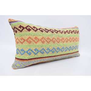 Coussin de traversin amovible et lavable en laine jaune à motifs géométriques vintage, antidérapant et écologique 12x24 pouces Coussin décoratif - Product Image 3