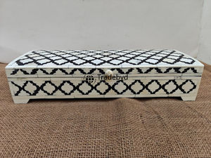 Exquisita caja de incrustaciones de hueso y fregona hecha a mano para almacenamiento de lujo elegante organizador de joyas para casas de diseño Tradebyd - Product Image 2
