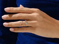Bague de mariage 5 pierres de naissance certifiée IGI en argent sterling, sertie à griffes, symbole d'amour personnalisé, bijoux élégants pour couple
