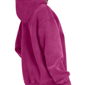 Ropa para exteriores, Sudadera con capucha lavada con ácido teñido liso para mujer, ropa de calle informal, figuras de hombros caídos, sudaderas transpirables ecológicas de punto - Product Image 4