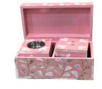 Vadrouille couleur rose Artisanat Nacre Incrustation Plateau Boîte Brûleur d'encens Ensemble Vadrouille Mubkhar Ramadan Cadeau Dukhoon Fabricant