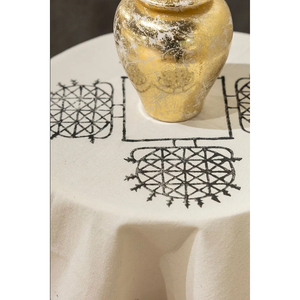 Mantel de Lino y Algodón Bordado con Flores Étnicas Hecho a Mano, 105x105cm, Cuadrado, para Decoración del Hogar, Hermoso Diseño Floral para Mesa - Product Image 6