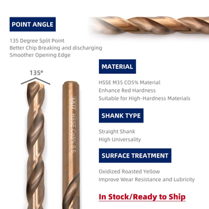 XKIT 8.5mm Industriel 135 °   Forets en <span class=keywords><strong>acier</strong></span> HSS au cobalt à pointe fendue pour <span class=keywords><strong>acier</strong></span> <span class=keywords><strong>trempé</strong></span> (plusieurs tailles) - Product Image 5