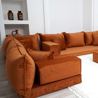 Canapé-Lit de Sol Majlis en Forme de L | Assise Modulable Arabe Marocaine | Canapé Convertible en Velours CertiPUR-US