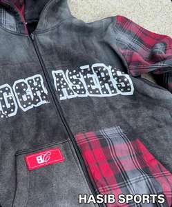 Survêtement à fermeture éclair délavé à l'acide Ensemble de survêtements de qualité supérieure avec fermeture à glissière Pantalon de survêtement évasé délavé à l'acide et survêtement à capuche pour hommes - Product Image 6