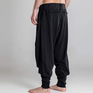 Pantalones informales negros de talla grande para hombre, mezcla de algodón personalizada, tira de Color de lado alto, decoración holgada de invierno - Product Image 5