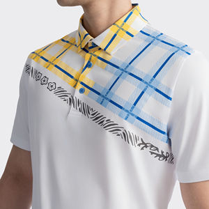 Aristino Chemise de golf pour homme 92% Polyester 8% Spandex à manches courtes Smart Casual Imprimé Motif Bouton avant 200g Dos - Product Image 6