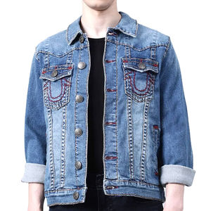 Chaqueta vaquera personalizada de fábrica para hombre con cuello levantado, nueva moda de talla grande, prendas de vestir exteriores, chaqueta acolchada, Material de poliéster - Product Image 4