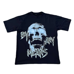 Camiseta extragrande estampada de algodón 100% para hombre, camiseta personalizada Boxy Fit Drop Shoulder High Street Style con camisetas técnicas lavadas - Product Image 1