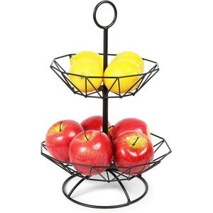 Cesta de Frutas de Metal de 2 Niveles con Asa de Madera - Organizador de Cocina Desmontable para Frutas y Verduras - Product Image 4