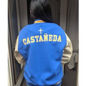 เสื้อแจ็กเก็ตทีมเบสบอลสำหรับผู้ชายเสื้อแจ็กเก็ตเลตเตอร์แมนดีไซน์ตามสั่งแผ่นปะติดผ้ากำมะหยี่ระบายอากาศ - Product Image 5