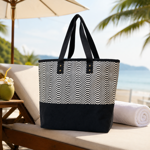 Wholesale Custom Logo <b>Large</b> Cotton Canvas <b>Beach</b> Tote <b>Bag</b> PP Laminated Two Tone Reusable Shopping Travel Resort OEM Private Label - Product Image 4