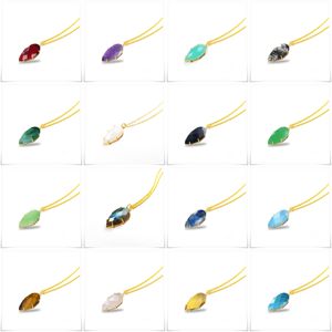 Calcedonia Aqua piedras preciosas 25x12mm forma de lágrima de oro de Plata de Ley 925 anillo-collar de piedras preciosas collares de plata 925 - Product Image 6