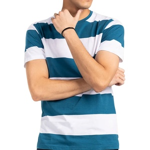 Camiseta de Hombre a Rayas al por Mayor, Cuello Redondo, Algodón Acordonado, Manga Corta, Corte Regular, con Logotipo Personalizado - Product Image 3