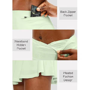 Short de fitness OEM pour les sports d'été Jupe de gymnastique Jupe de tennis de couleur unie pour les femmes - Product Image 4