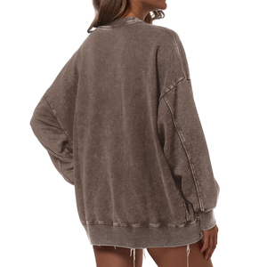 Sudadera de manga larga con lavado ácido para mujer, último diseño, novedad de 2025, sudaderas con jersey para mujer en MOQ bajo - Product Image 5