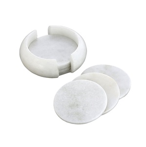 wholesale top quality natural marble <b>coasters</b> <b>white</b> marble with holder real marble <b>coaster</b> fashionable trending in low price - Product Image 1
