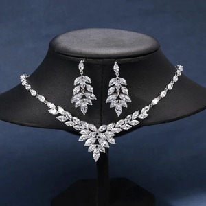 Moissanite Sterling Silver Marquise Shape & Earring Beautiful Necklace & Earring Set Customized Jewelry Gift for <b>Wedding</b> - Product Image 5