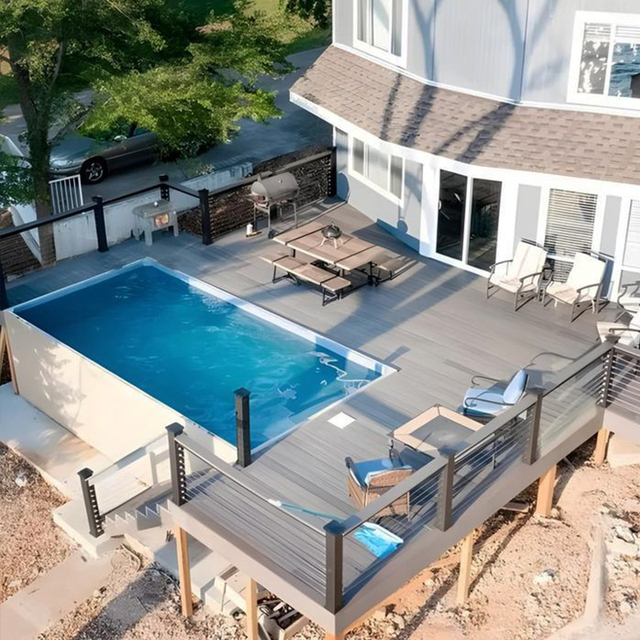 Custom Rectangular Container Outside House Above the Ground Pool Backyard Frp Fiberglass Material Portable Swimming Pool Prices