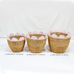 Juego de Cestas Decorativas de Almacenamiento con Borde de Flor de Jacinto de Agua Tejido de Dong Thap, Marca Artex (3 piezas) - Product Image 2