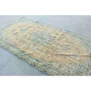 Alfombra Turca Vintage Grande de 5.6x9.8 pies, Alfombra de Lana con Diseño Floral Azul - Product Image 2