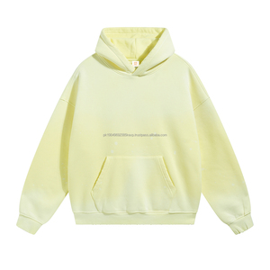 Custom Blank High-Quality Ink-Spray Dye Wash Vintage Frayed Hem Hooded Fleece Hoodie - Product Image 1