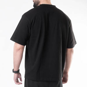 T-shirt oversize 100% coton à épaules tombantes de haute qualité, poids lourd Boxy court formel style hip hop, tissu tricoté personnalisé - Product Image 4