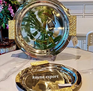 Bandeja de Servicio Ovalada Decorativa de Acero Inoxidable Pulido de Lujo para Uso en el Hogar, Cocina y Restaurante, Fácil de Limpiar - Product Image 4