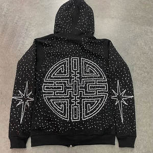 Sudadera con Capucha de Invierno Personalizada con Bordado, Parche Cosido, Logotipo Serigrafiado, Mezcla de Pedrería de Colores, Pedrería Completa, Teñido Liso - Product Image 4