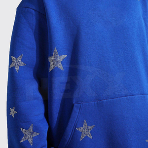 Survêtements en coton 340GSM à coupe ample pour hommes, tenue quotidienne en polaire écologique, pull à épaules tombantes, sweats à capuche en strass, pantalons solides - Product Image 6