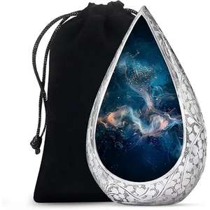Urna de cremación en forma de lágrima para cenizas humanas Urna para adultos para entierro funerario Urnas de cremación para cenizas humanas con bolsa de terciopelo gratis - Product Image 1