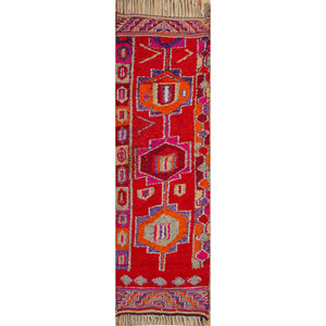 Alfombras de Lana Anudadas a Mano Nuray en Rojo y Naranja con Patrón Geométrico para Uso Doméstico-Pae-4327 - Product Image 1