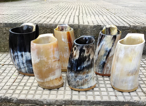 Mug à boire viking de qualité supérieure en gros, poli, naturel, sculpté rond, écologique, mug à bière Crescent Crafts - Product Image 4