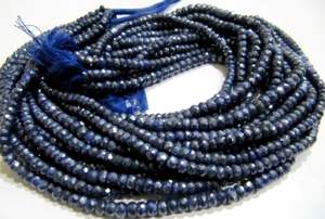 Zafiro azul natural Silverite Rondelle facetado 4-5mm Tamaño Cuentas de piedras preciosas hebra 13 pulgadas de largo - Product Image 2