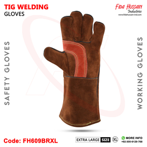 2025 Wholesale Durability Dexterity Cowhide Split Leather Gloves Welted Seam Work Safety <b>TIG</b> <b>Welder</b> Gloves for Daily Use - Product Image 3