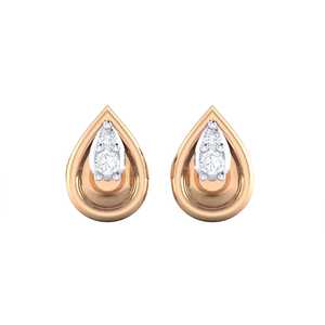 Certified <b>Gold</b> 0.07ct Real Diamond Pear Stud <b>Rose</b> <b>Gold</b> Plated <b>Hoop</b> Earrings Wedding Engagement Anniversary Cute Style Pearl 4 - Product Image 3