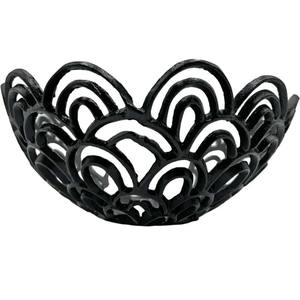 Cuenco decorativo de aluminio hecho a mano, decoración artística negra para el hogar, centro de mesa, frutero, escultura de Metal, diseño moderno, regalo único - Product Image 1