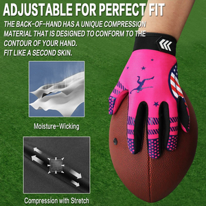 Gants de football américain pour jeunes de haute qualité en gros personnalisés légers antidérapants avec poignées directement du fabricant - Product Image 3