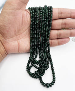 Perles de pierres précieuses émeraude naturelles de 20 pouces 3.50-6 MM 84 CT vernis lisse pour la fabrication de bijoux pour collier et cadeau - Product Image 1