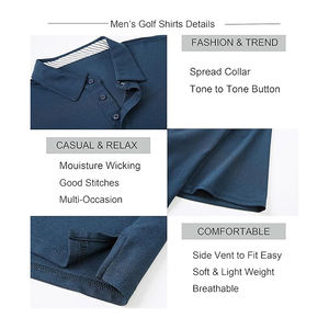 Camisas de golf para hombres premium o más populares para hombres Polo de ajuste seco Camisa con cuello de manga corta con 240 GSM 100% poliéster - Product Image 4