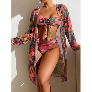 Bikini imprimé 2 pièces 2025 Maillot de bain Cache-maillot de luxe avec applications en dentelle à pampilles et strass Écologique pour femmes - Product Image 4