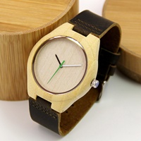 Montre-bracelet unisexe en bois de bambou faite à la main bracelet en cuir de vache véritable montre en bois cadeau d'anniversaire pour elle et lui