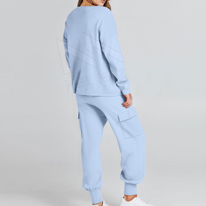 Women Casual Winter Tracksuit <b>Sets</b> 2-Piece Solid Full Length Canvas Sweatsuits Knit <b>Sweater</b> Top Sweatpants Eco-Friendly Quick - Product Image 5