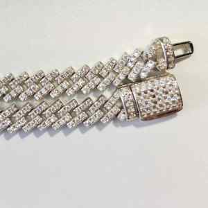 Cadena cubana de moissanita de 12MM, cadena de eslabones cubanos de moissanita de Plata de Ley 925, cadena cubana Punk, collar de plata de Hip Hop, pulseras - Product Image 4