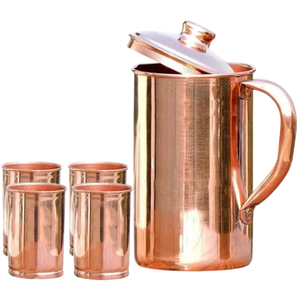 Vintage Copper Water Pitcher With Engraved Floral Design Durable <b>Jug</b> For <b>Drinks</b> Party Use Pure Copper <b>Jug</b> Pitcher On Sale - Product Image 4