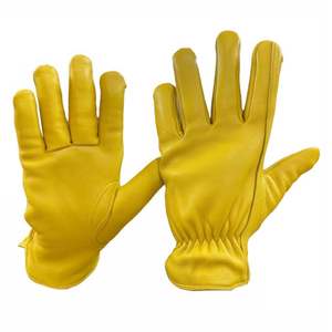 Premium Unlined Driver Gloves Grain Goatskin Leather with <b>Shirred</b> <b>Elastic</b> Back & Keystone Thumb for Construction Steel Work - Product Image 1