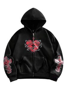 Sudadera con Capucha para Hombre, Diseño de Corazón Oscuro, Estilo Urbano, Personalizada OEM, de Alta Calidad, con Cierre, a la Moda - Product Image 1