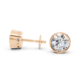 Starsgem Offre Spéciale or rose rond taille brillant lunette ensemble boucles d'oreilles Moissanite diamant or carat - Product Image 2