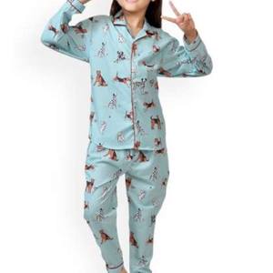 Multi-patrón de manga larga pantalones pijamas lindo dibujos animados ropa de casa conjunto de fábrica al por mayor ropa de dormir para niñas - Product Image 6